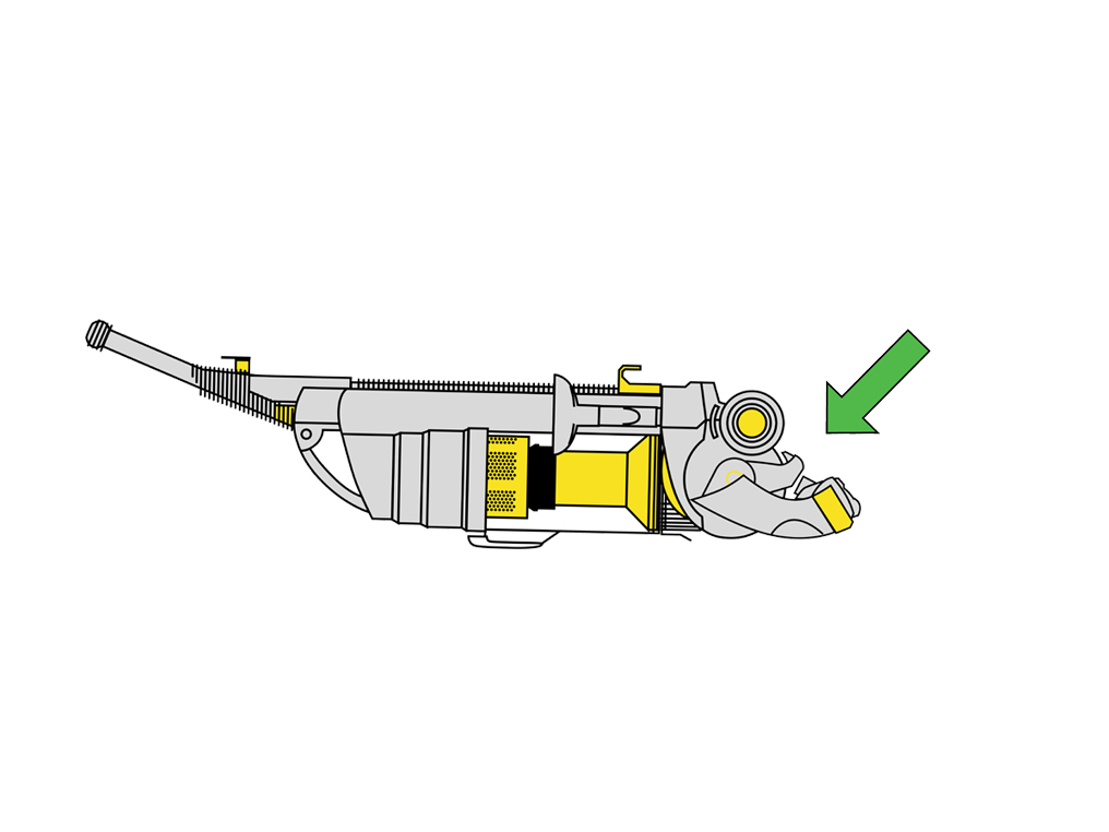 Ubicación del número de serie en la base de la aspiradora vertical Dyson DC01.